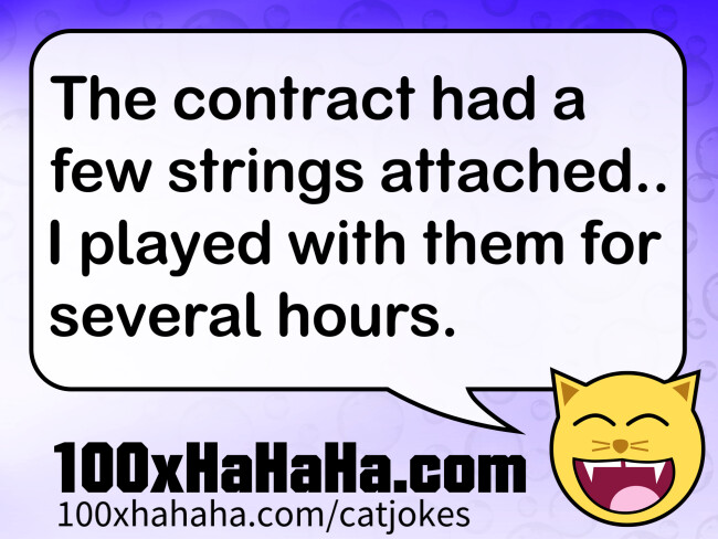 The contract had a few strings attached.. I played with them for several hours.