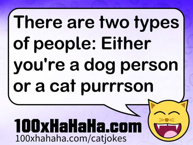 There are two types of people: Either you're a dog person or a cat purrrson