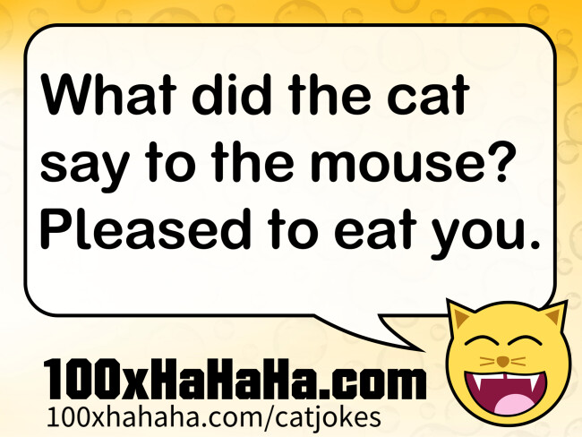 What did the cat say to the mouse? Pleased to eat you.