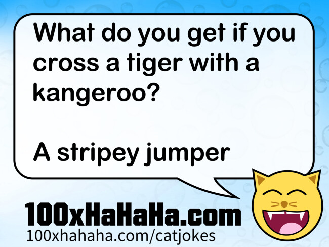 What do you get if you cross a tiger with a kangeroo? / / A stripey jumper