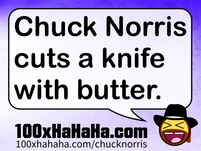 Chuck Norris cuts a knife with butter