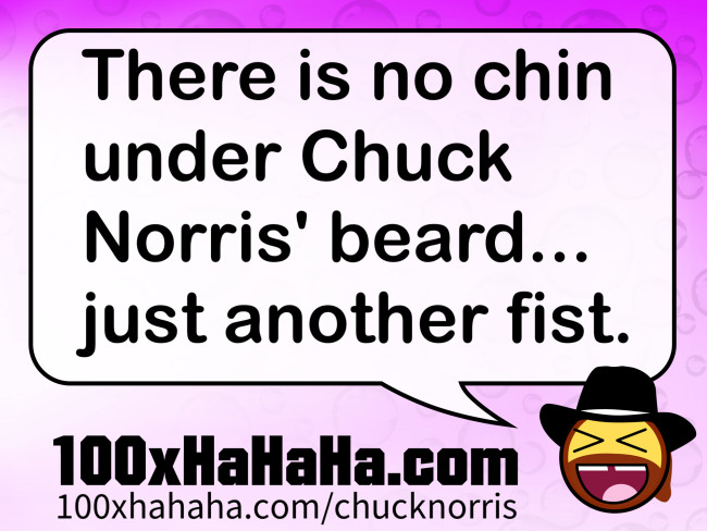 There is no chin under Chuck Norris' beard... just another fist.