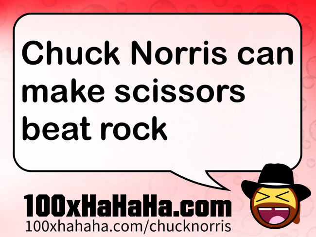Chuck Norris can make scissors beat rock