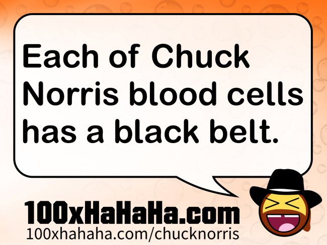 Each of Chuck Norris blood cells has a black belt