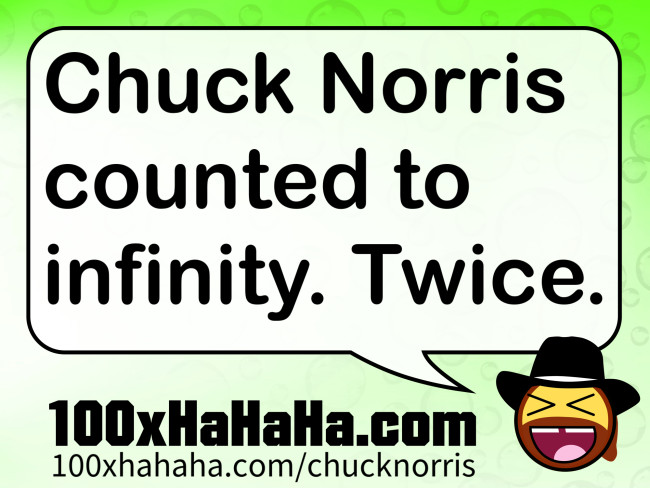 Chuck Norris counted to infinity. Twice.