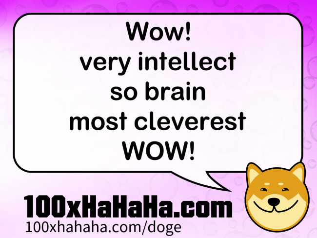 Wow! / very intellect / so brain / most cleverest / WOW!