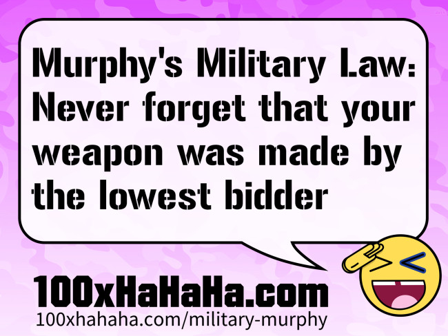 Murphy's Military Law: Never forget that your weapon was made by the lowest bidder