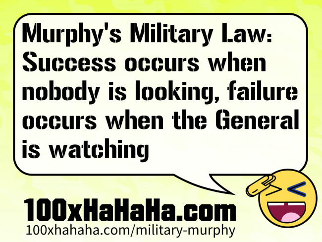 Murphy's Military Law: Success occurs when nobody is looking, failure occurs when the General is watching