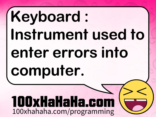 Keyboard : Instrument used to enter errors into computer.