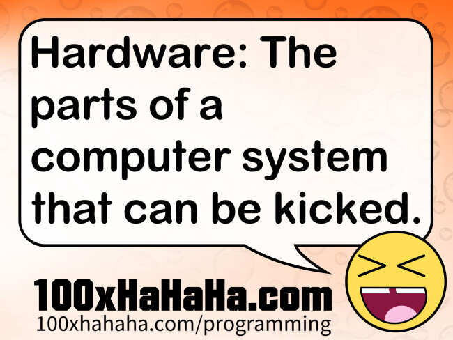 Hardware: The parts of a computer system that can be kicked.