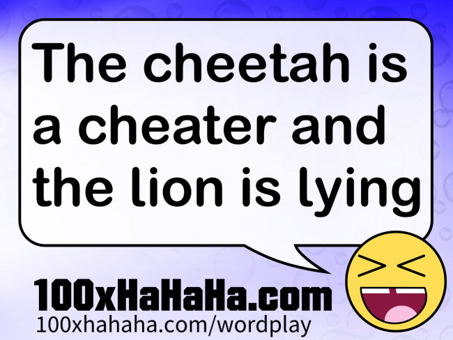 The cheetah is a cheater and the lion is lying