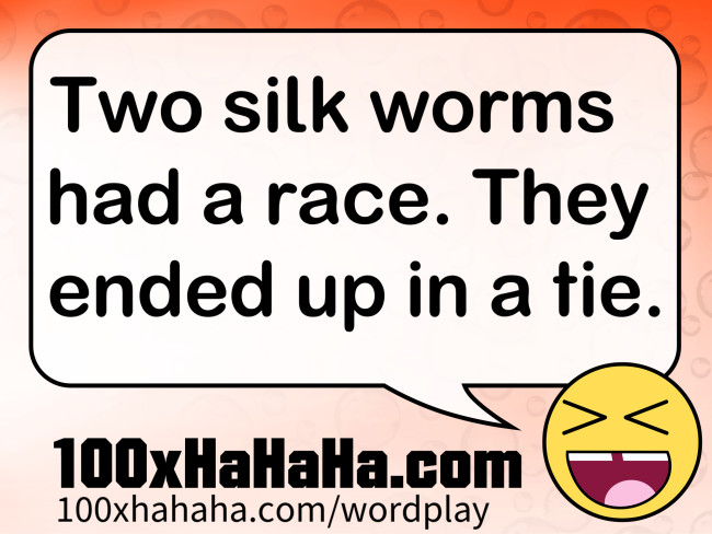 Two silk worms had a race. They ended up in a tie.