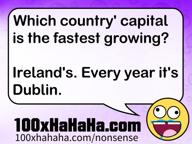 Which country' capital is the fastest growing? / / Ireland's. Every year it's Dublin.
