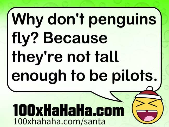 Why don't penguins fly? Because they're not tall enough to be pilots.