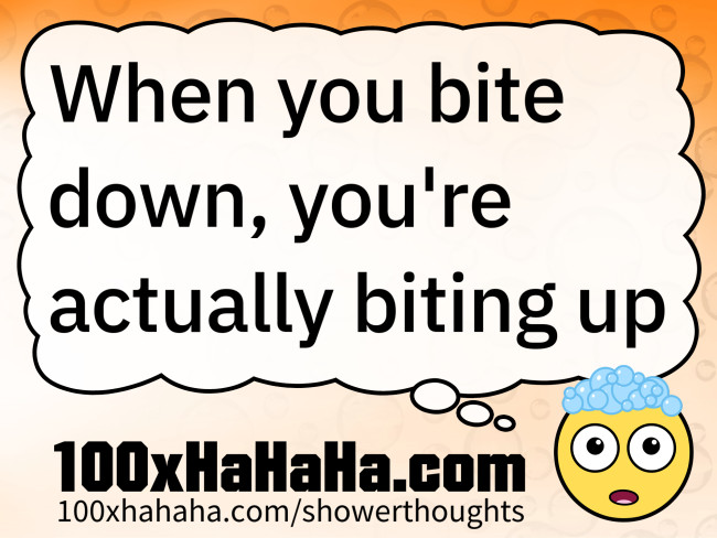 When you bite down, you're actually biting up
