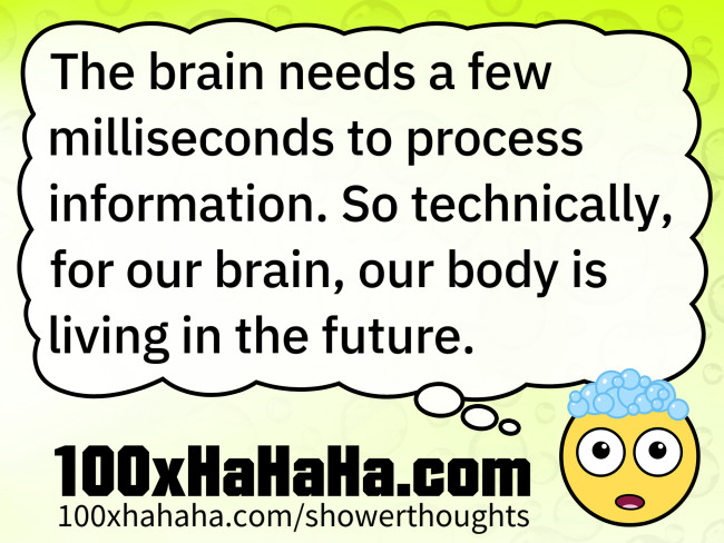 The brain needs a few milliseconds to process information. So technically, for our brain, our body is living in the future.