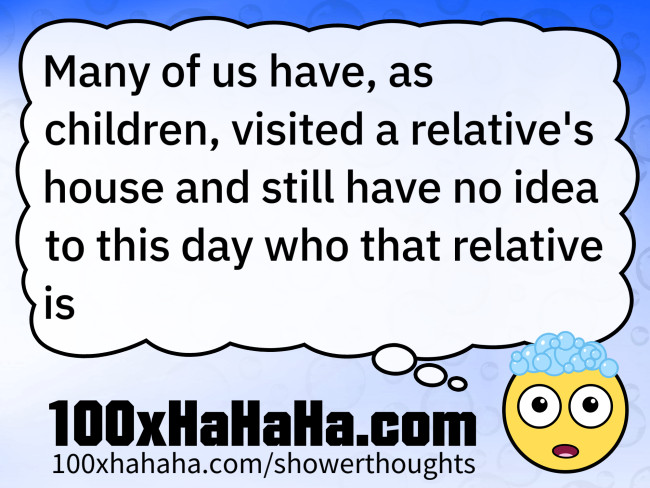 Many of us have, as children, visited a relative's house and still have no idea to this day who that relative is