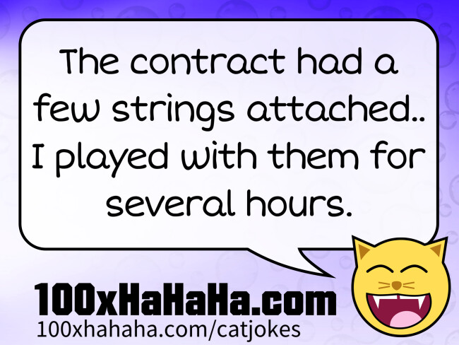The contract had a few strings attached.. I played with them for several hours.