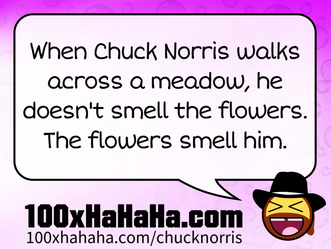 When Chuck Norris walks across a meadow, he doesn't smell the flowers. The flowers smell him.