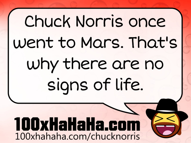 Chuck Norris once went to Mars. That's why there are no signs of life.