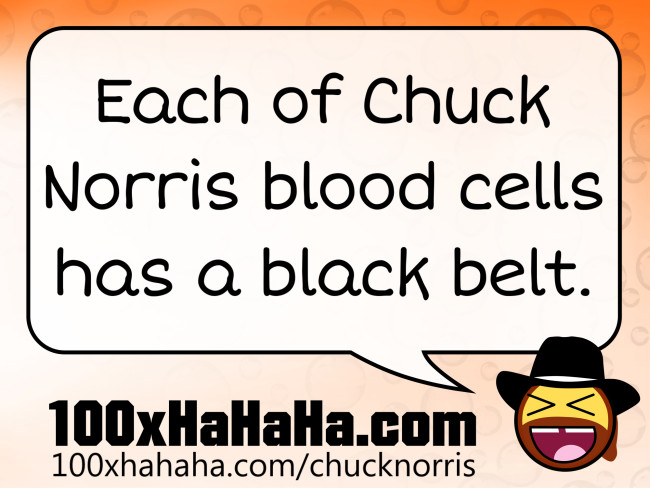 Each of Chuck Norris blood cells has a black belt
