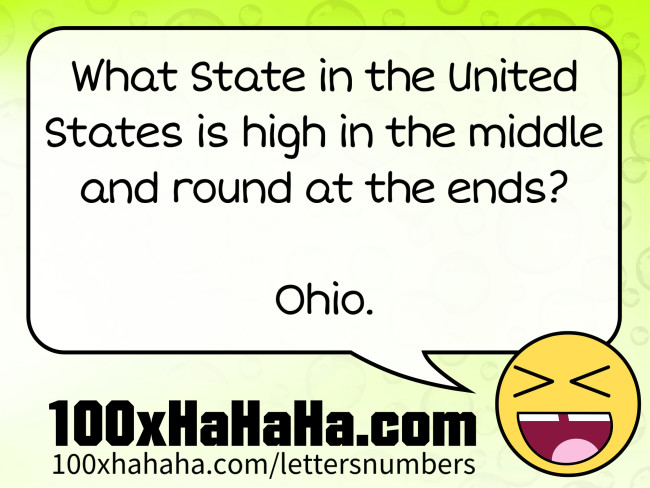 What State in the United States is high in the middle and round at the ends? / / Ohio.