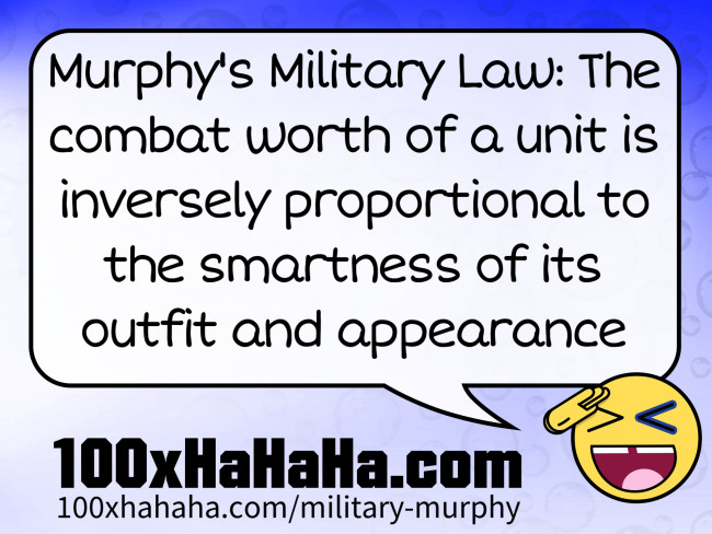 Murphy's Military Law: The combat worth of a unit is inversely proportional to the smartness of its outfit and appearance