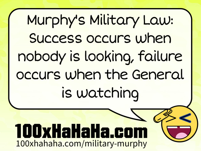 Murphy's Military Law: Success occurs when nobody is looking, failure occurs when the General is watching