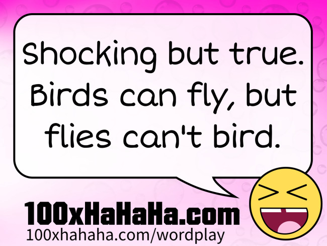 Shocking but true. Birds can fly, but flies can't bird.