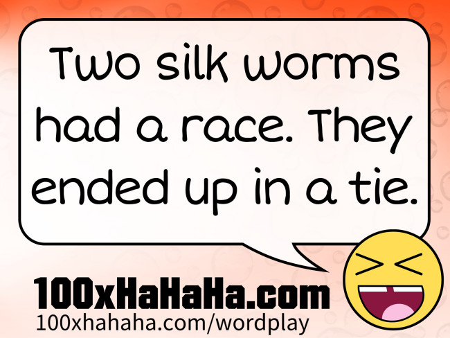 Two silk worms had a race. They ended up in a tie.