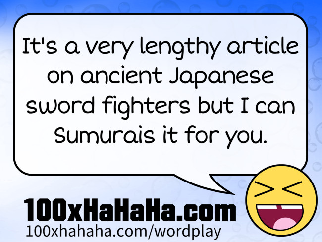 It's a very lengthy article on ancient Japanese sword fighters but I can Sumurais it for you.