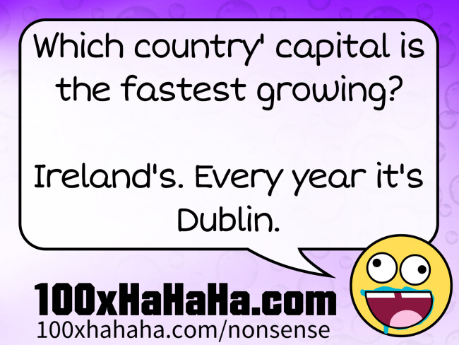 Which country' capital is the fastest growing? / / Ireland's. Every year it's Dublin.