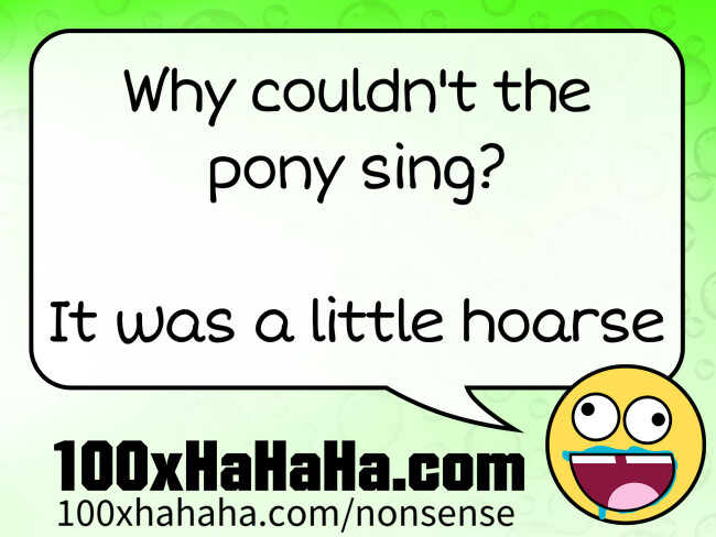 Why couldn't the pony sing? / / It was a little hoarse