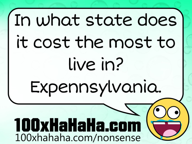 In what state does it cost the most to live in? Expennsylvania.