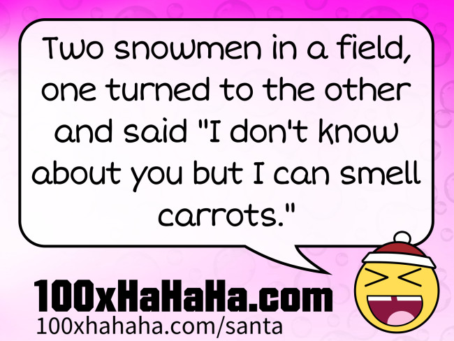 Two snowmen in a field, one turned to the other and said "I don't know about you but I can smell carrots."