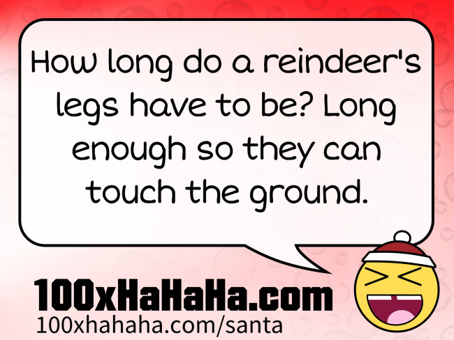How long do a reindeer's legs have to be? Long enough so they can touch the ground.