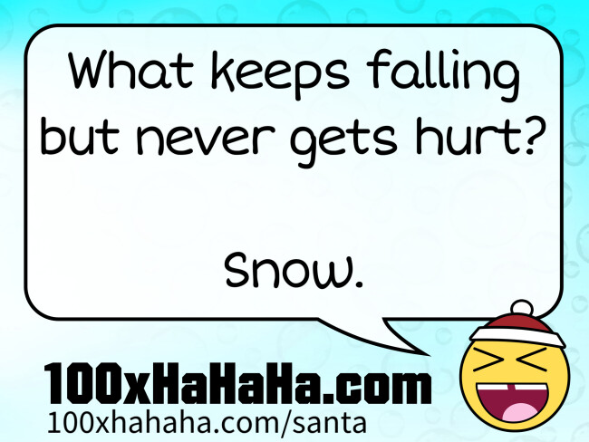 What keeps falling but never gets hurt? / / Snow.