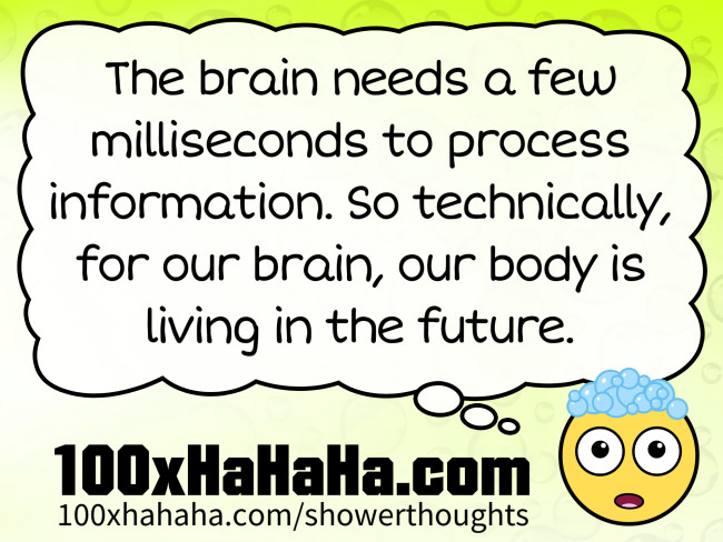 The brain needs a few milliseconds to process information. So technically, for our brain, our body is living in the future.