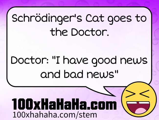Schroedinger's Cat goes to the Doctor. / / Doctor: "I have good news and bad news"