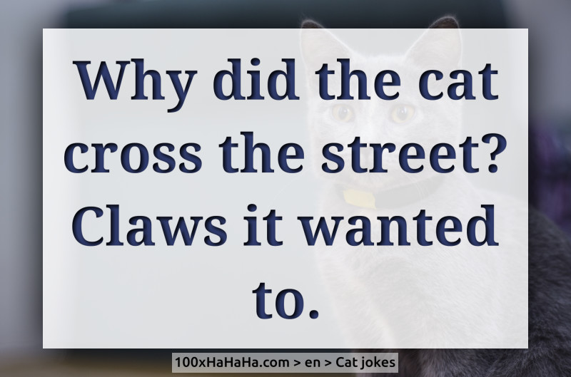 Why did the cat cross the street? Claws it wanted to.