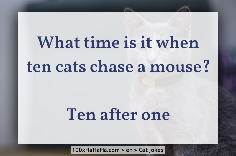 What time is it when ten cats chase a mouse? / / Ten after one