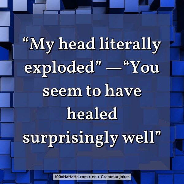 "My head literally exploded" —"You seem to have healed surprisingly well"