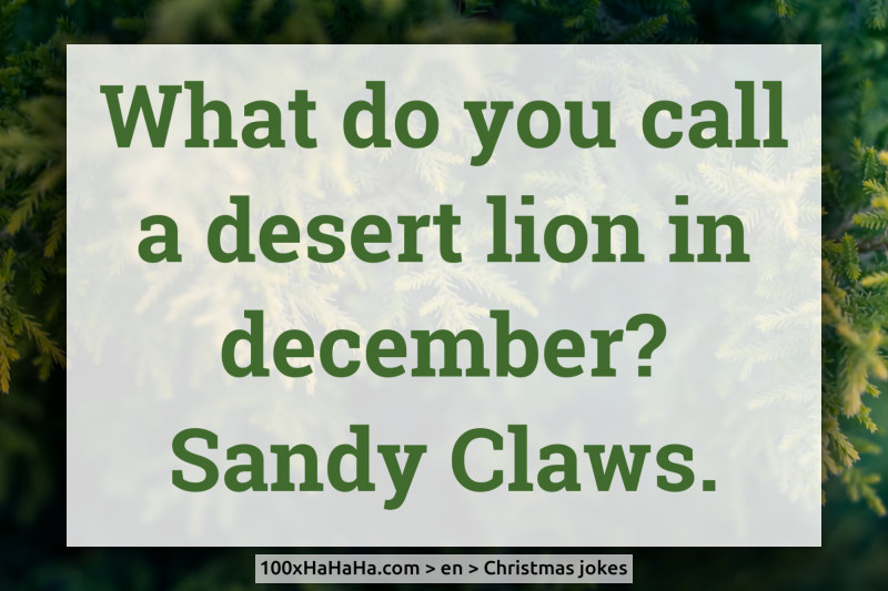 What do you call a desert lion in december? Sandy Claws.