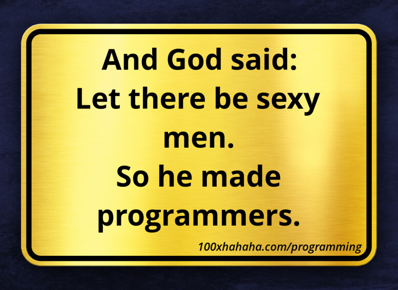 And God said: / Let there be sexy men. / So he made programmers.