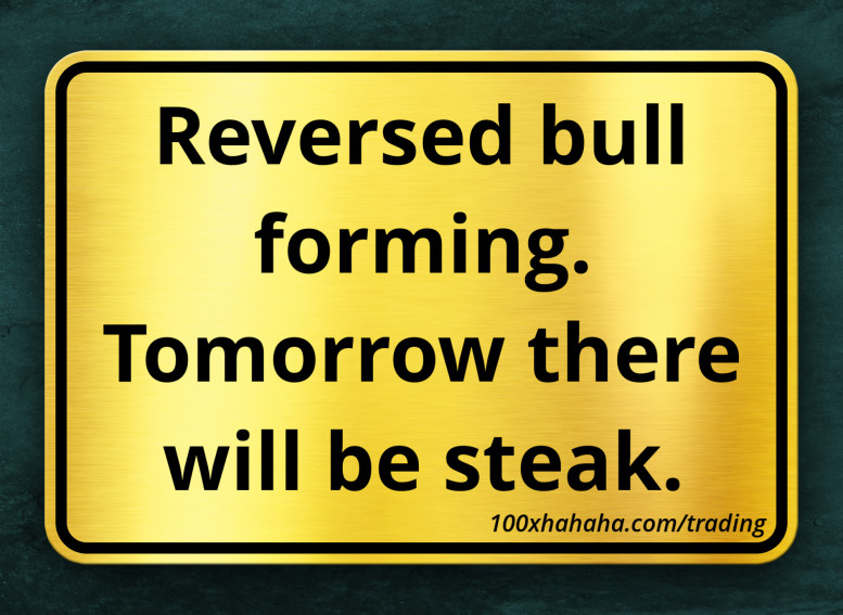 Reversed bull forming. Tomorrow there will be steak.