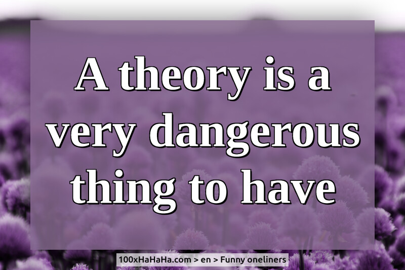 A theory is a very dangerous thing to have