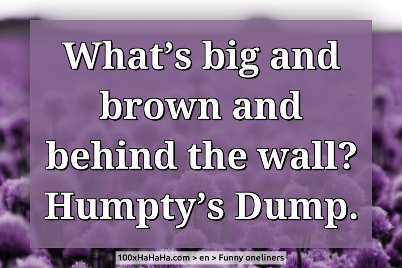 What's big and brown and behind the wall? Humpty's Dump.