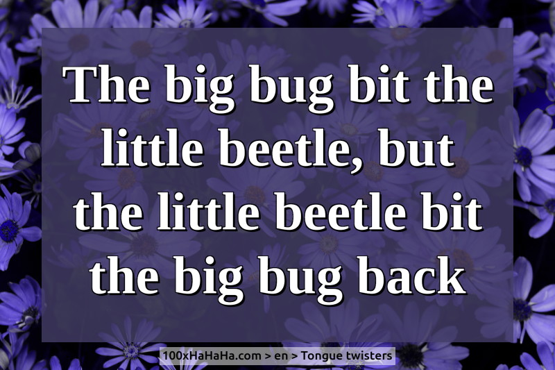 The big bug bit the little beetle, but the little beetle bit the big bug back