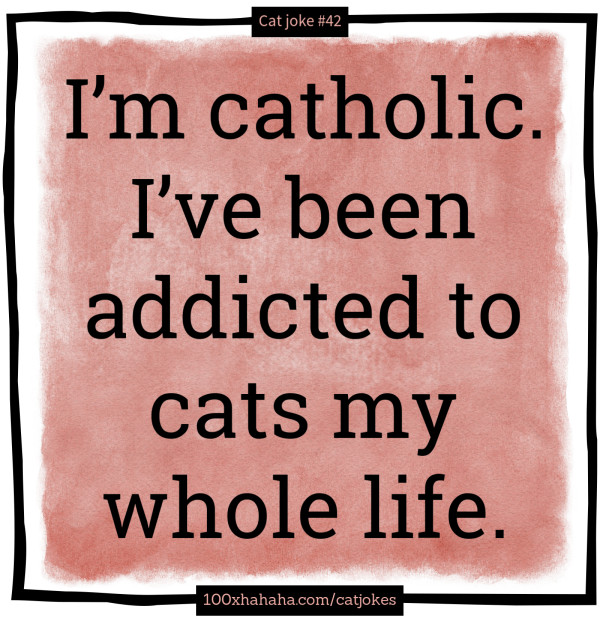 I'm catholic. I've been addicted to cats my whole life.