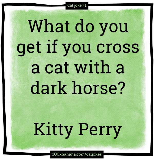 What do you get if you cross a cat with a dark horse? / / Kitty Perry